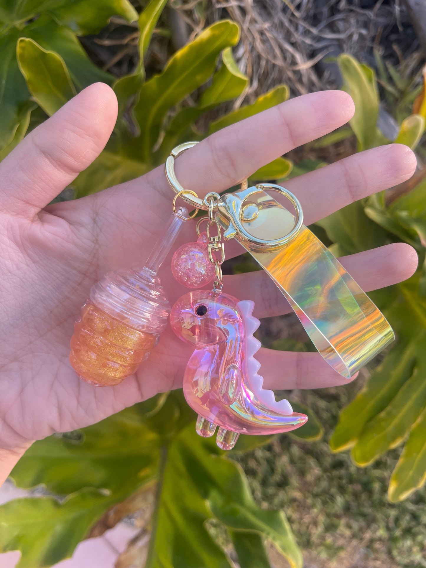 Pink Dinosaur Keychain